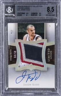 2004-05 UD "Exquisite Collection" Limited Logos #JK Jason Kidd Signed Game Used Patch Card (#50/50) – BGS NM-MT+ 8.5/BGS 10